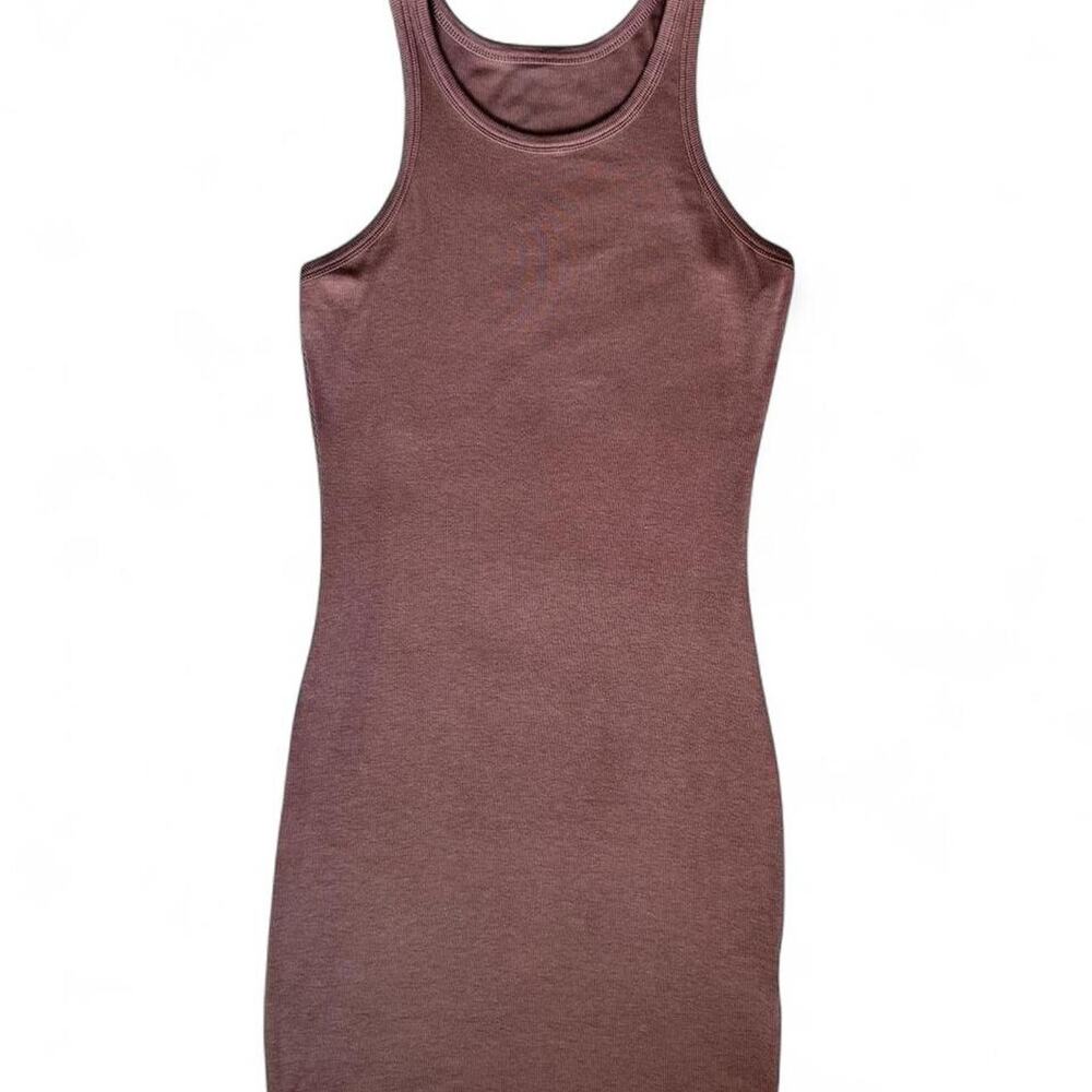 Brown Tan Ribbed Bodycon Tank Dress Fitted Minimalist Summer Women’s Medium